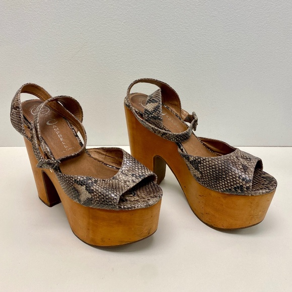 Jeffrey Campbell Shoes - Jefferey Campbell Havana Last Wood Heel Wedge Snake Print Sandal Size 8